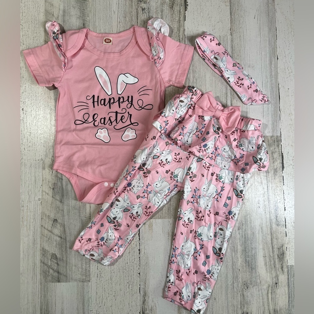 Easter baby 3 piece set with bunny print size 6-12 months new